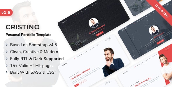 CRISTINO V1.6.0-个人作品集、简历html模板