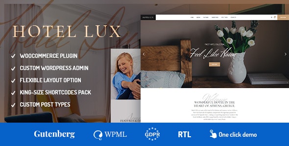 Hotel Lux v1.1.6-度假胜地和酒店WordPress主题
