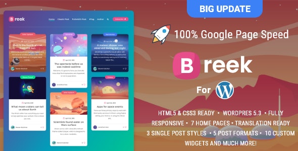 Breek–漂亮极简风炫彩瀑布流WordPress主题[更至v4.1.0]