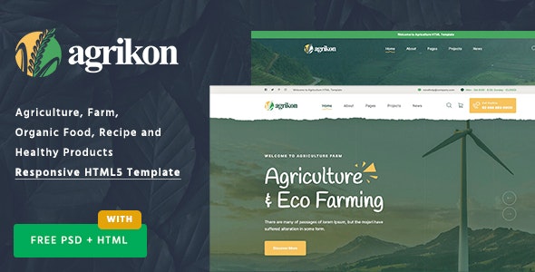 Agrikon-用于绿色农业/农场/发电项目的HTML模板