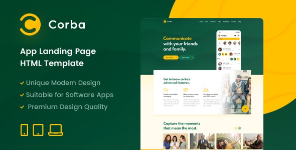 Corba –APP引导页/APP介绍下载官网HTML模板