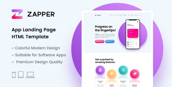 Zapper –APP引导页/APP介绍下载网站HTML模板