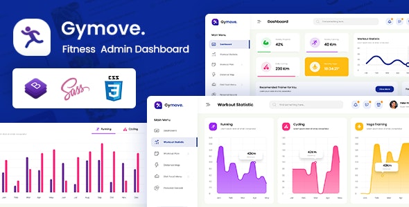 Gymove-健身管理后台仪表盘HTML模板