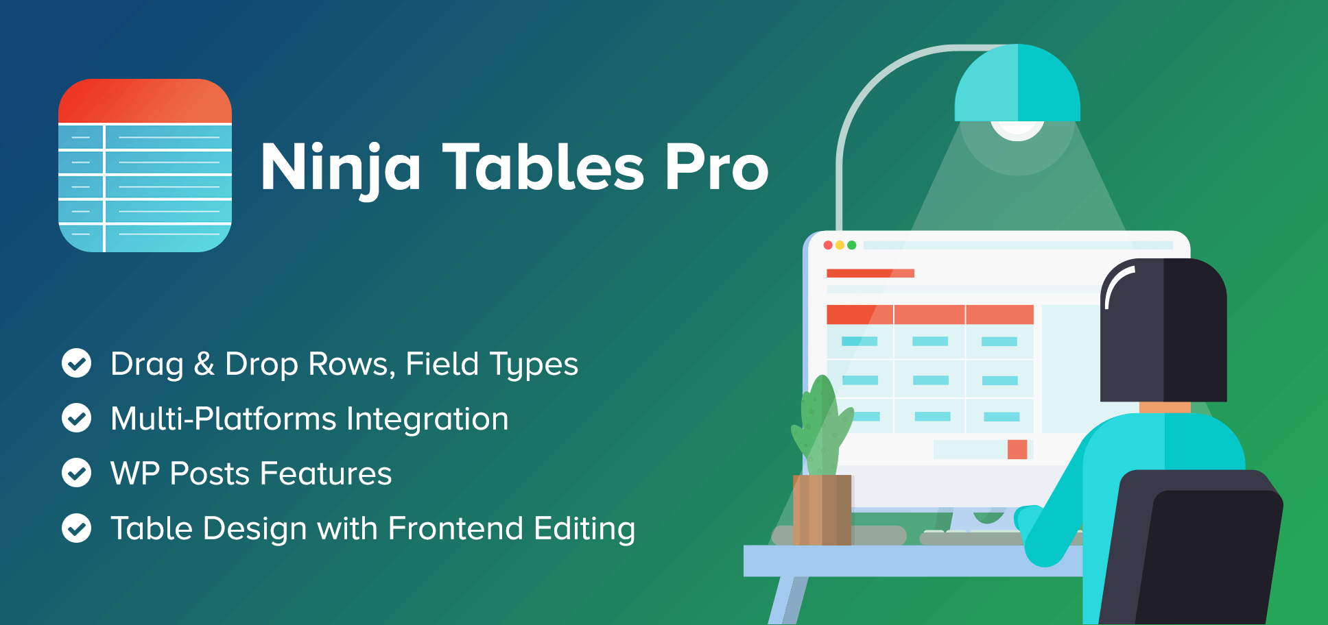 Ninja Tables Pro-拖拽式数据表格WordPress插件