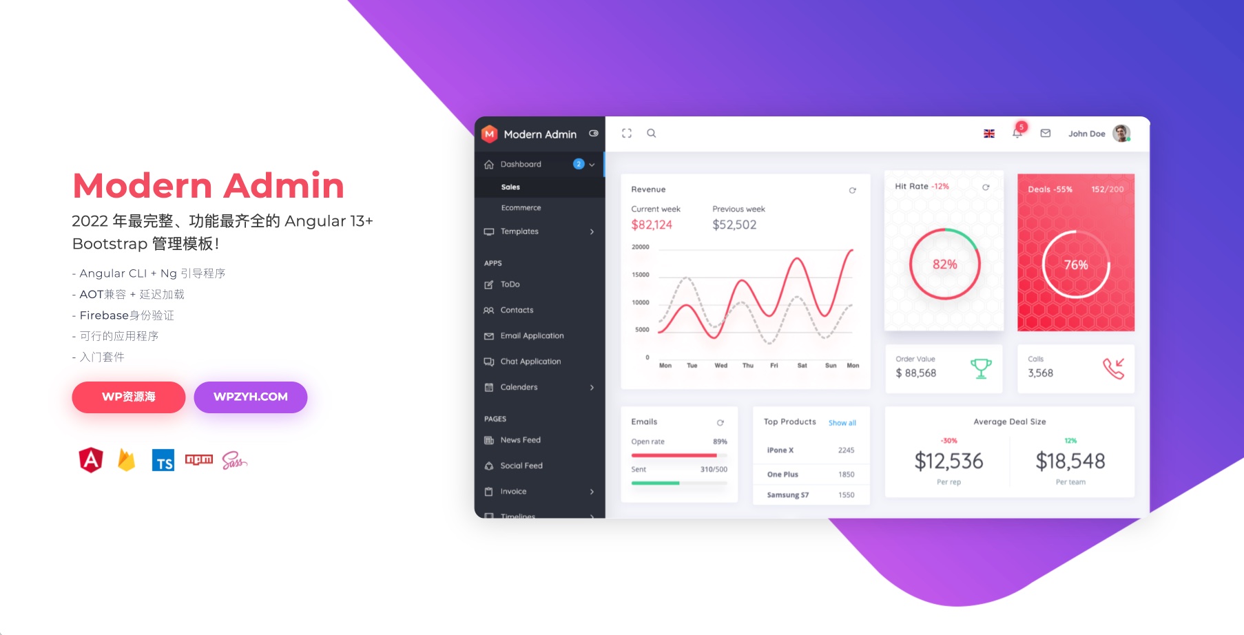 Modern Admin-Angular + Bootstrap专业现代后台管理模板[更至v4.0]