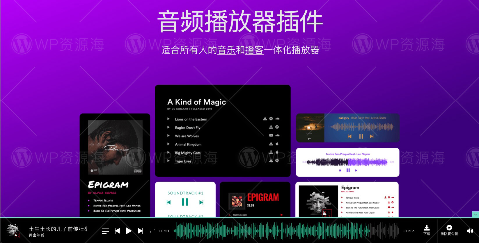 MP3 Audio Player Pro-音频/播客/音乐在线播放与出售WordPress插件