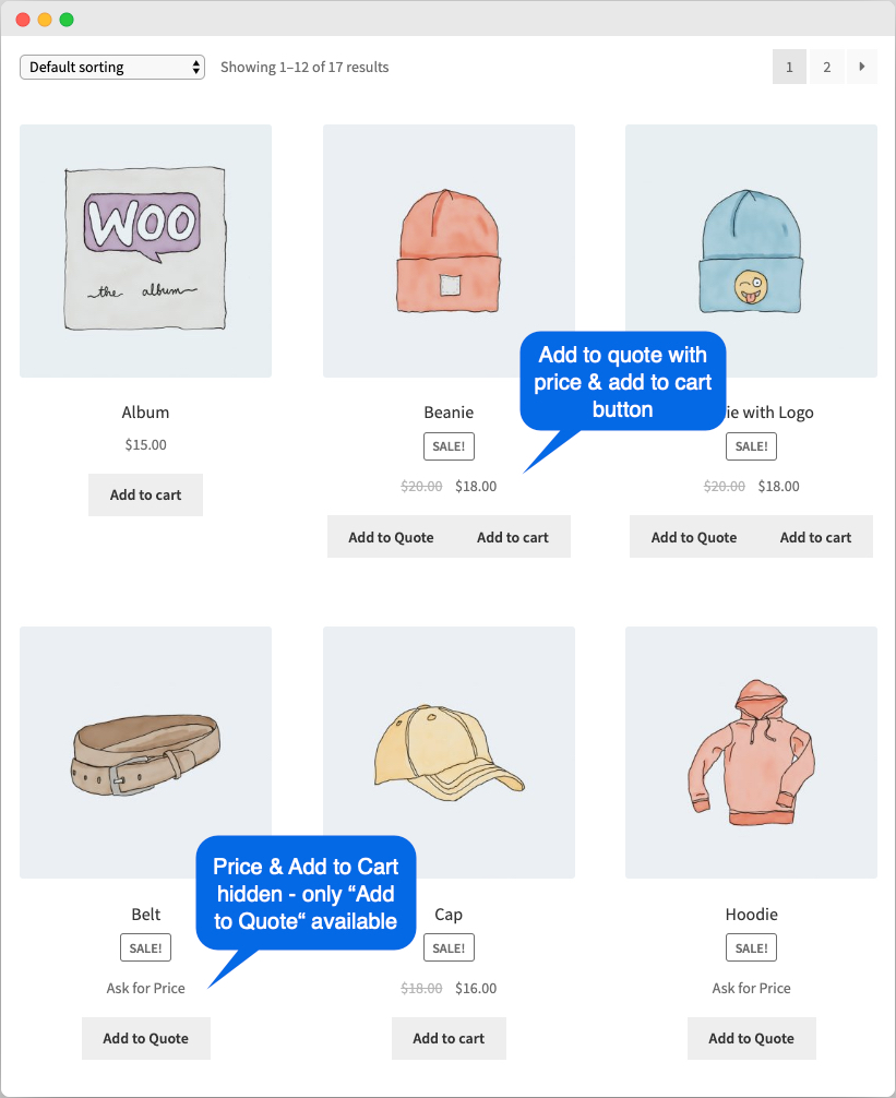Request a Quote for WooCommerce 客户报价表单提交插件插图5-WP资源海 报价按钮列表页面