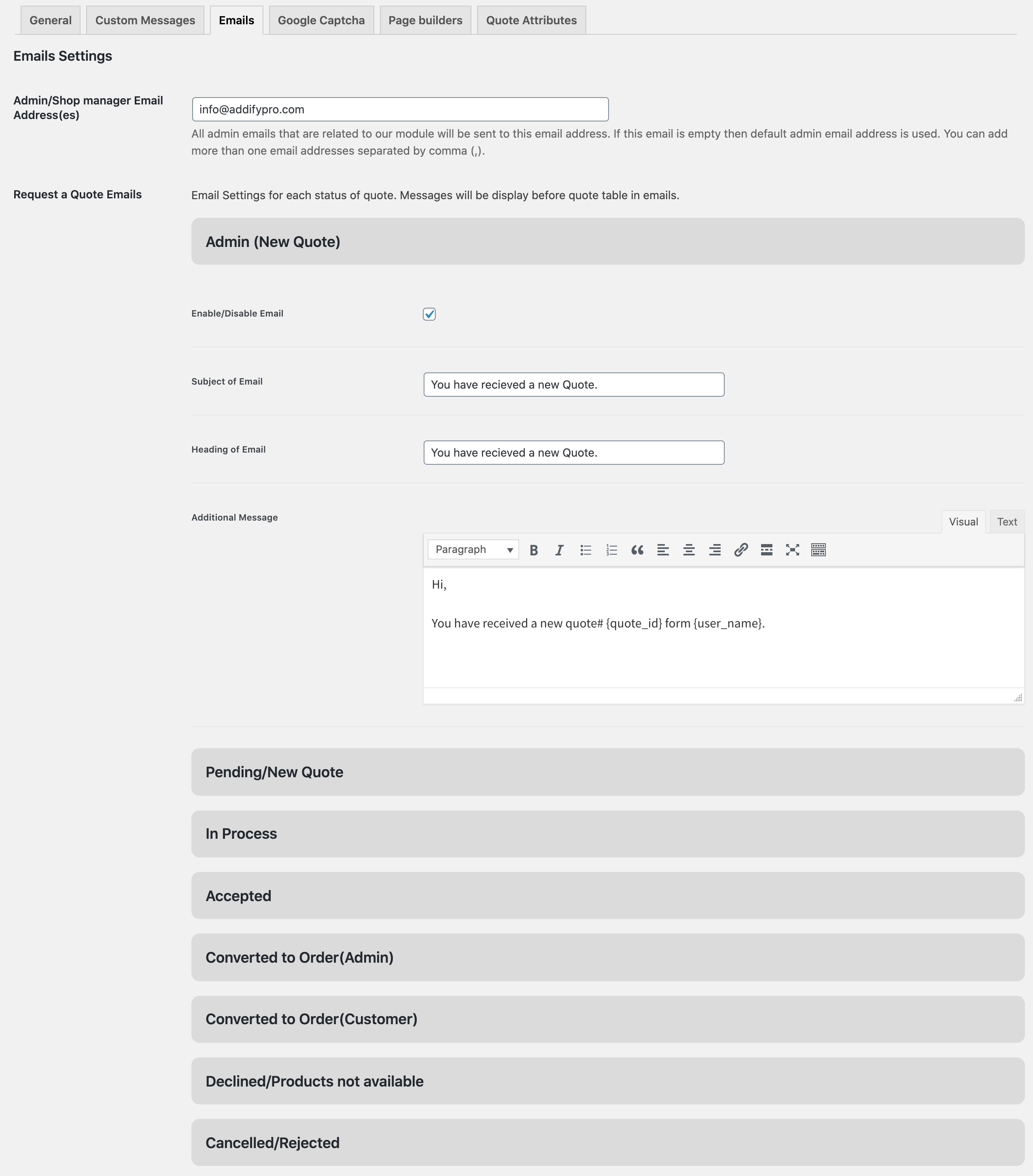 Request a Quote for WooCommerce 客户报价表单提交插件插图15-WP资源海 Request a Quote for WooCommerce 客户报价表单提交插件插图15-WP资源海