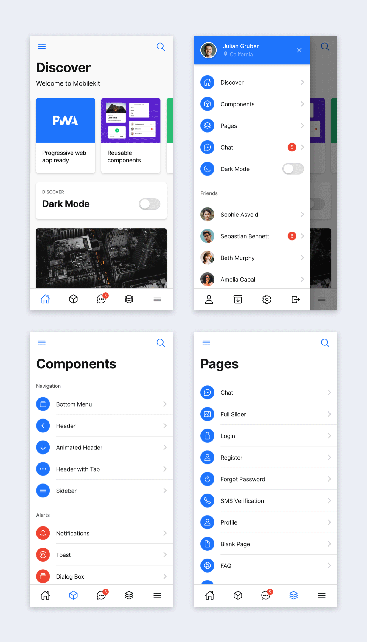Mobilekit v2.9基于Bootstrap 5 的 HTML移动端UI模板插图2-WP资源海 深色和浅色模式