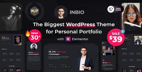 InBio-个人简历黑色商务炫酷WordPress主题