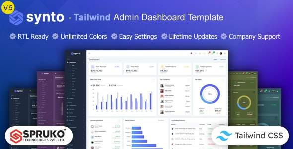 Synto v5.0 Tailwind后台管理仪表板HTML模板