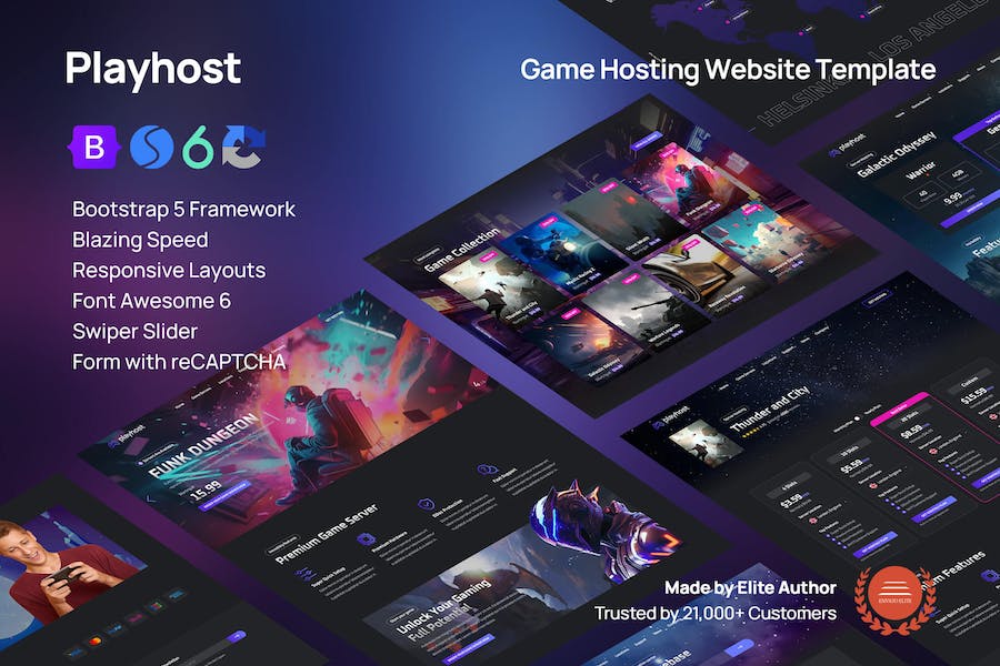 Playhost-游戏服务器主机托管HTML网站模板[更至v1.1.6]