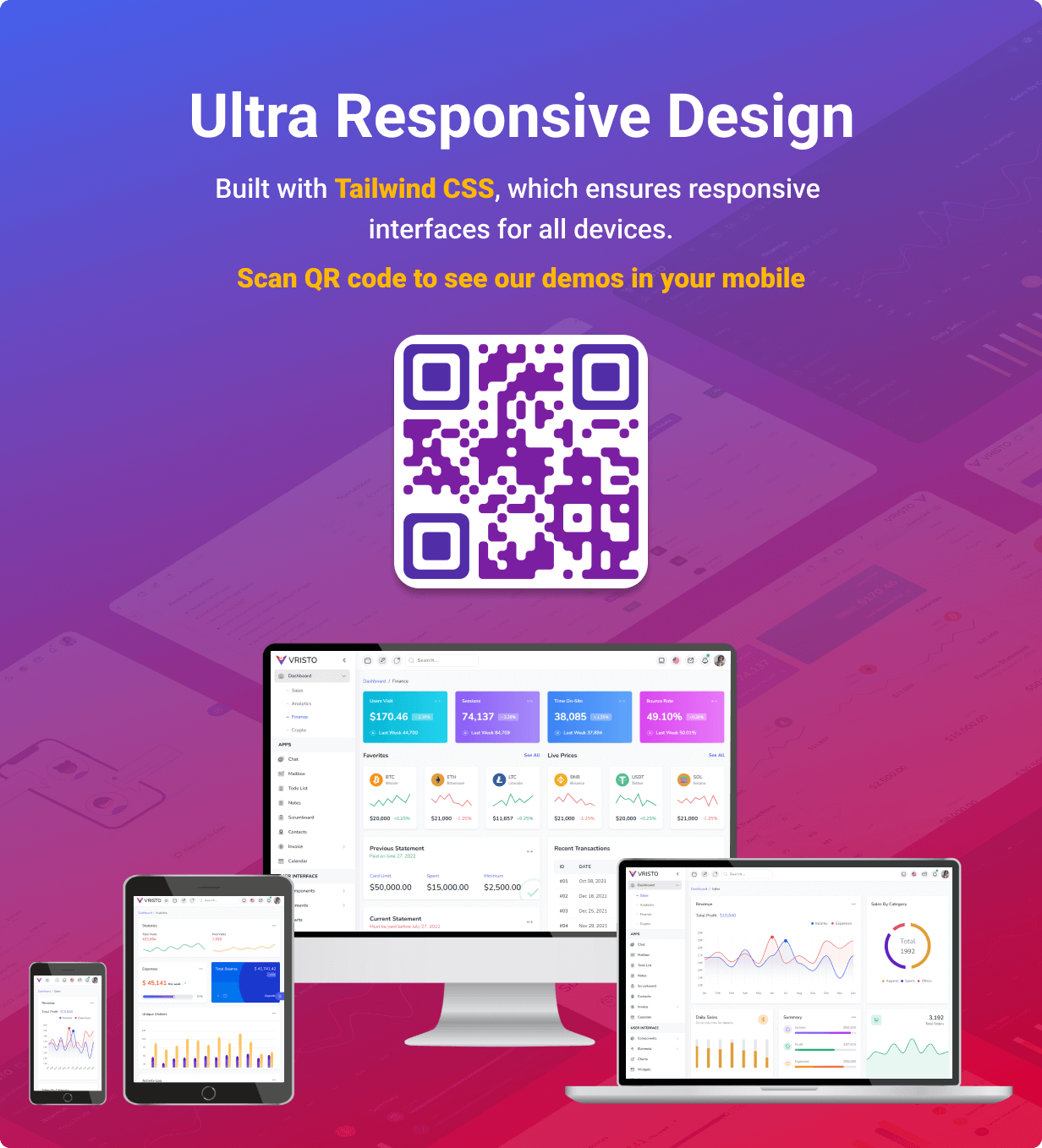 Vristo 精品16合一多用途Tailwind前端开发模板套件插图1-WP资源海 Vristo 精品16合一多用途Tailwind前端开发模板套件插图1-WP资源海