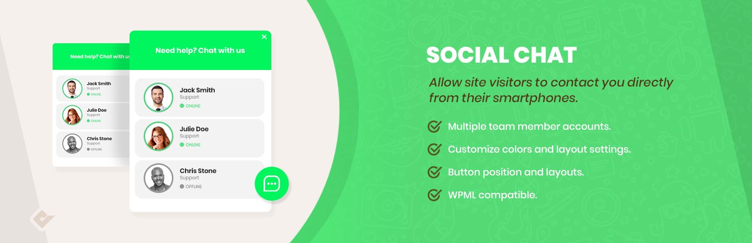 WhatsApp Chat PRO-快速联系与聊天按钮工具WordPress插件插图1-WP资源海 WhatsApp Chat PRO-快速联系与聊天按钮工具WordPress插件插图1-WP资源海