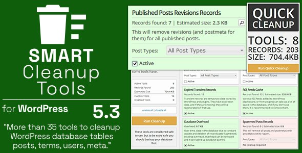 Smart Cleanup Tools v5.3 数据库清理优化重置WordPress插件