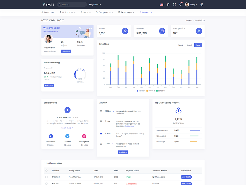 Skote-Vuejs和Laravel后台管理仪表板模板[更至v4.1.2]插图2-WP资源海