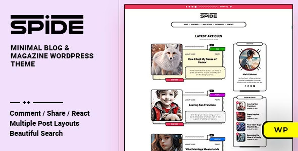 Spide v1.0.4 极简创意漫画风博客杂志WordPress主题