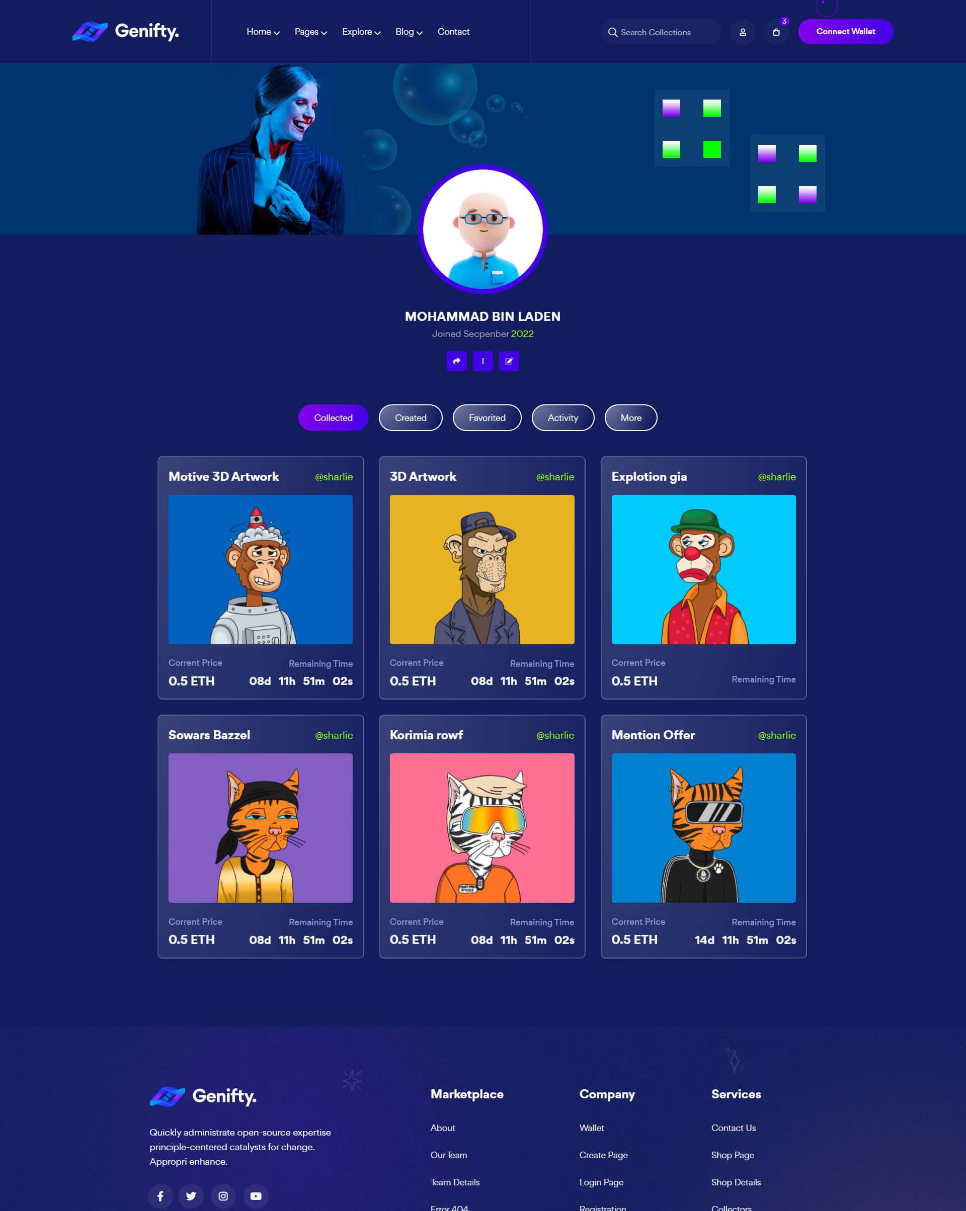 Genifty 炫酷风NFT市场/数字藏品HTML网站模板插图15-WP资源海 Genifty 炫酷风NFT市场/数字藏品HTML网站模板插图15-WP资源海
