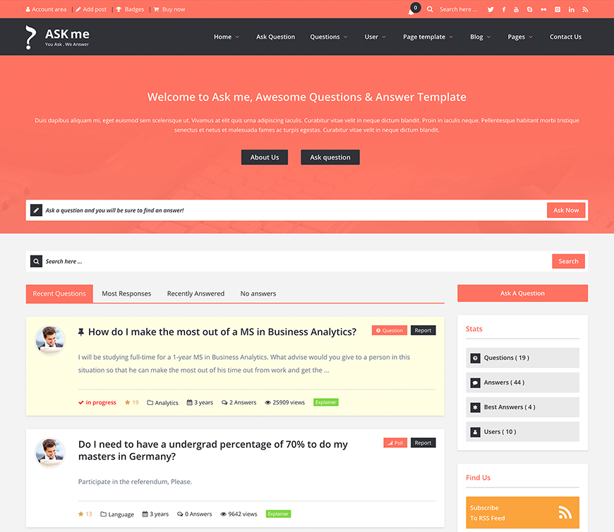 Ask Me-在线问答系统网站模板WordPress主题[更至v7.0.1]插图6-WP资源海