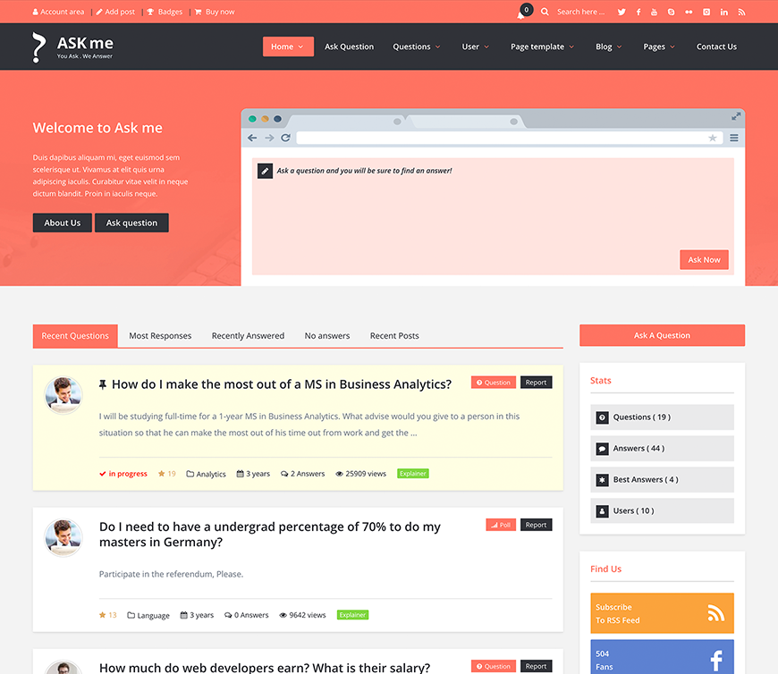 Ask Me-在线问答系统网站模板WordPress主题[更至v7.0.1]插图7-WP资源海