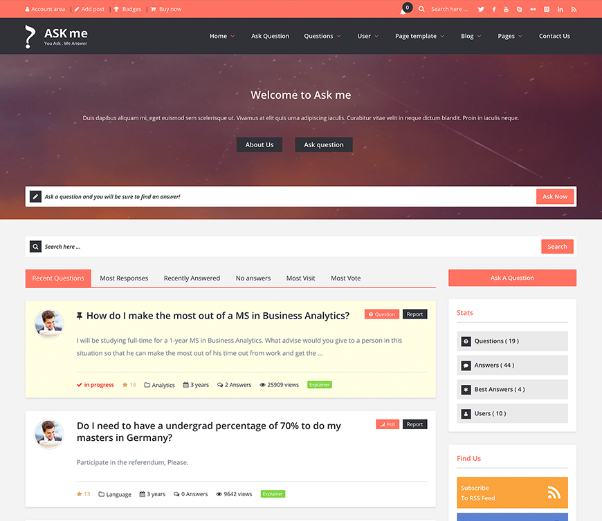 Ask Me-在线问答系统网站模板WordPress主题[更至v7.0.1]插图5-WP资源海