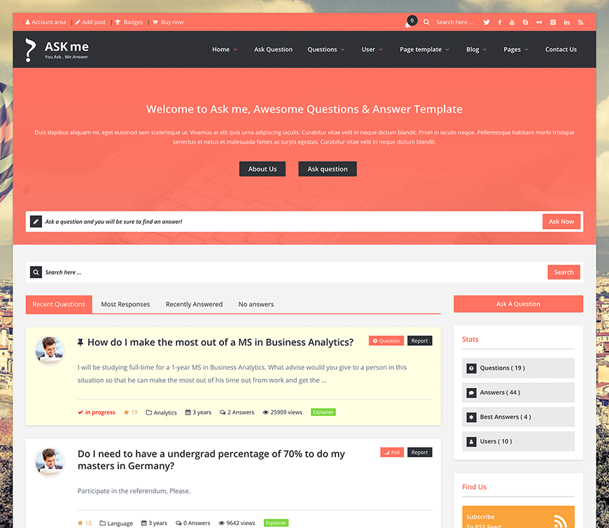 Ask Me-在线问答系统网站模板WordPress主题[更至v7.0.1]插图3-WP资源海