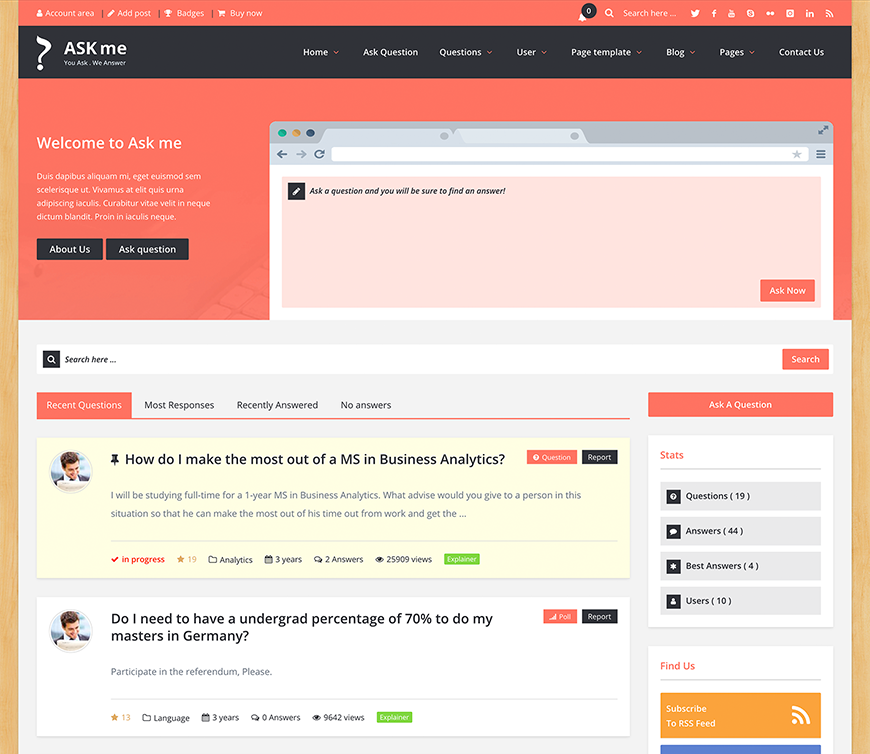 Ask Me-在线问答系统网站模板WordPress主题[更至v7.0.1]插图4-WP资源海
