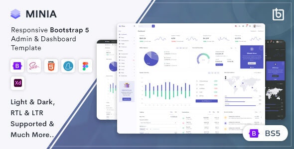 Minia-Bootstrap 5 网站后台管理仪表盘HTML模板[更至v2.3]