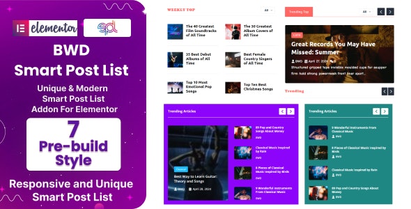 BWD Smart Post List-创建各种样式的文章列表Elementor插件[更至v1.3]