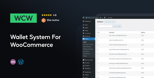 WooCommerce Wallet-Woo商城用户钱包管理系统WordPress插件[更至v3.1.0]