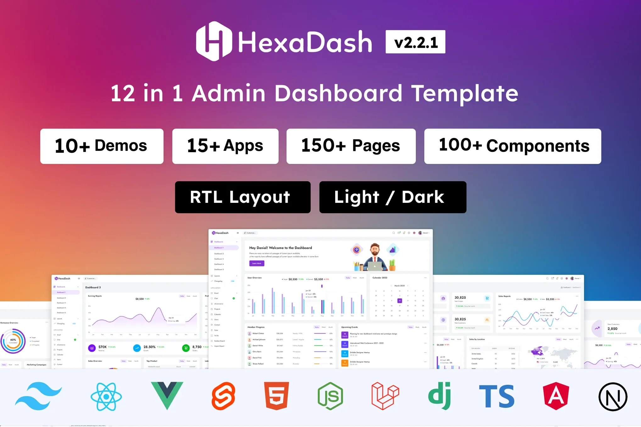 HexaDash-多框架适配前端开发网页模板套件插图-WP资源海 HexaDash-多框架适配前端开发网页模板套件插图-WP资源海