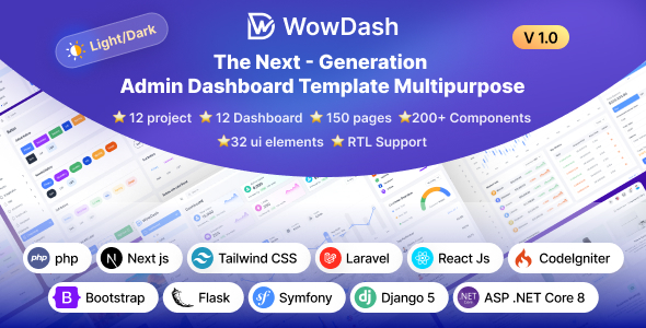 WowDash-漂亮多用途12合1前端开发模板套件