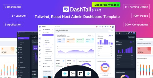 DashTail-Tailwind React Next精品多合一后台管理模板[更至v1.3]