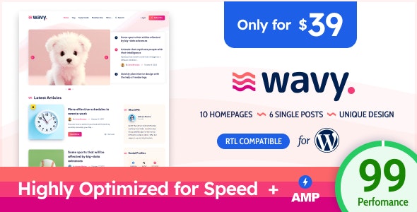 Wavy-简约轻量漂亮的WordPress博客主题[更至v1.8.5]