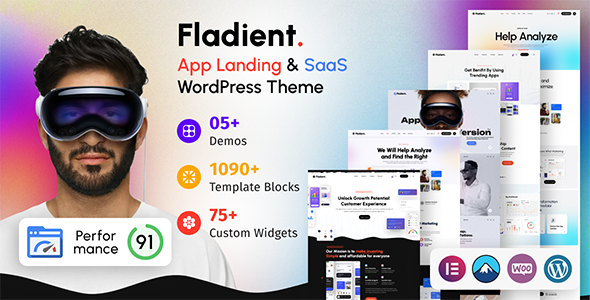 Fladient-VR眼镜MR AR软件APP网站模板WordPress主题[更至v1.0.1]
