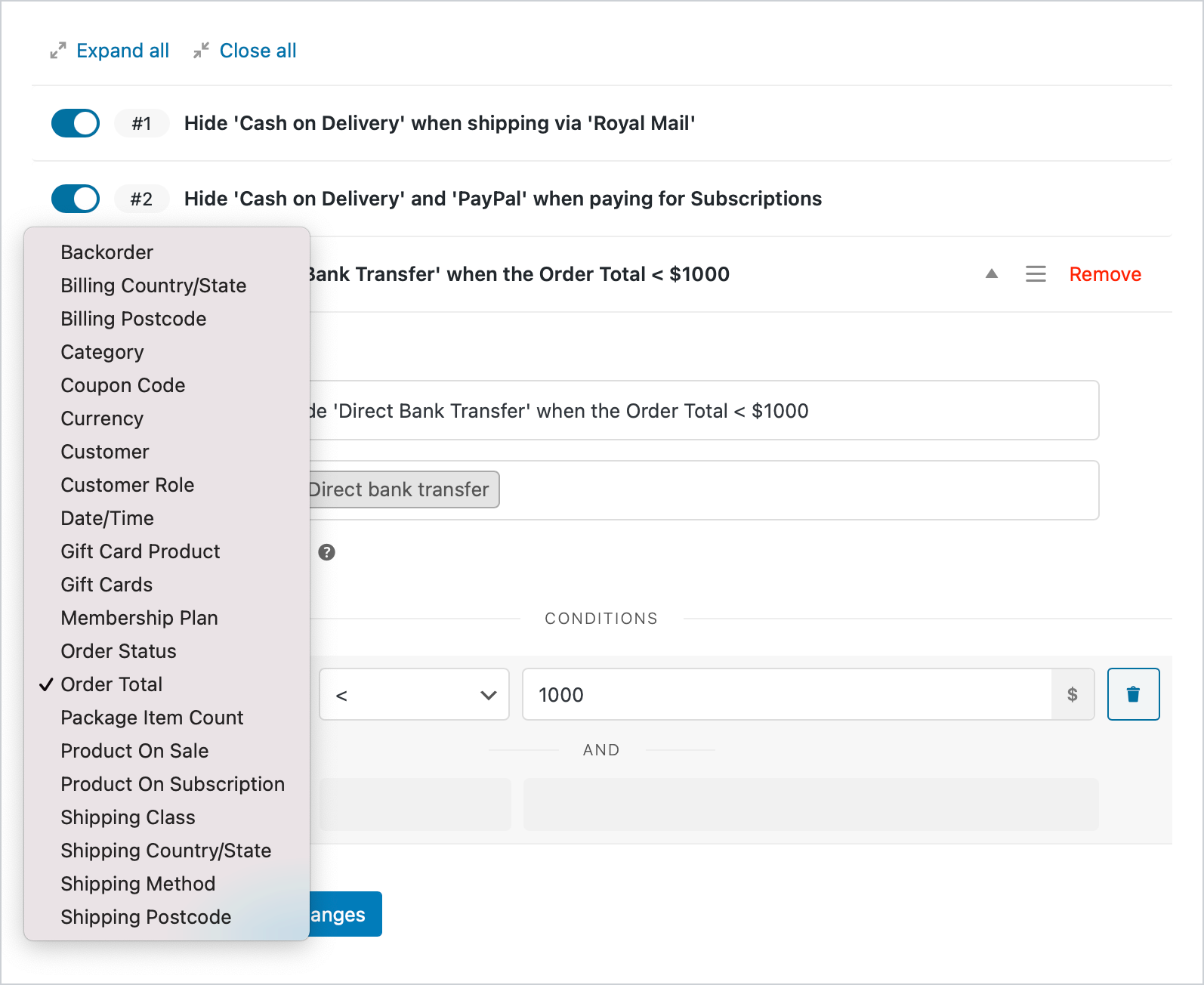 Conditional Shipping and Payments for WooCommerce 配送方式支付选项条件控制插件[更至v3.1.5]插图3-WP资源海