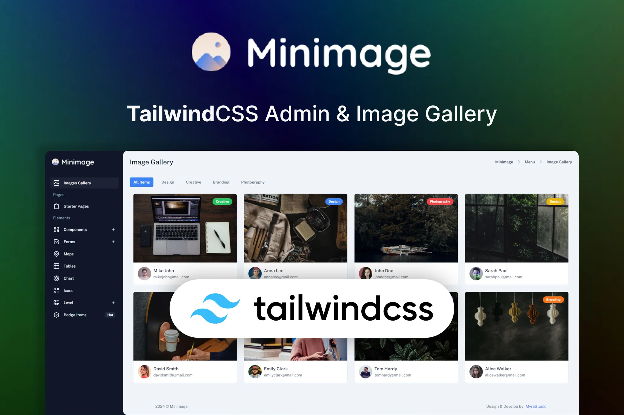Minimage-Tailwind CSS 图片库网页模板 简洁美观 功能强大