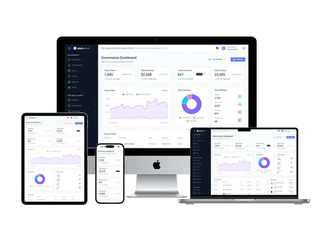 DashWind-超强多用途Tailwind CSS管理后台模板插图1-WP资源海 DashWind-超强多用途Tailwind CSS管理后台模板插图1-WP资源海