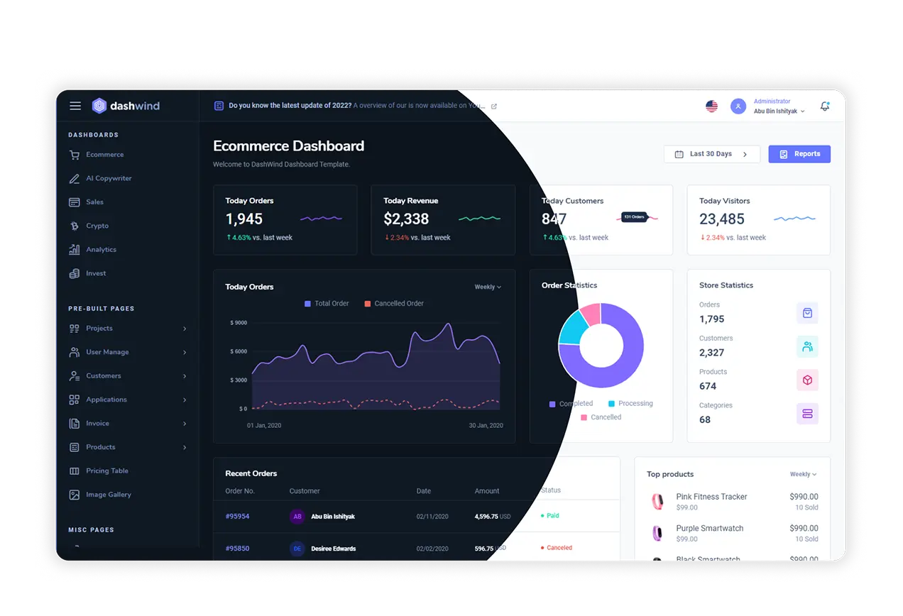 DashWind-超强多用途Tailwind CSS管理后台模板插图5-WP资源海 DashWind-超强多用途Tailwind CSS管理后台模板插图5-WP资源海