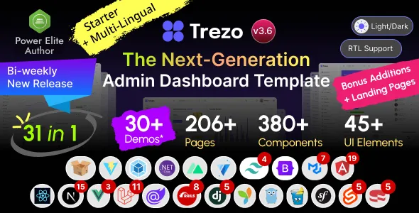 Trezo-专业漂亮后台管理前端模板多框架适配