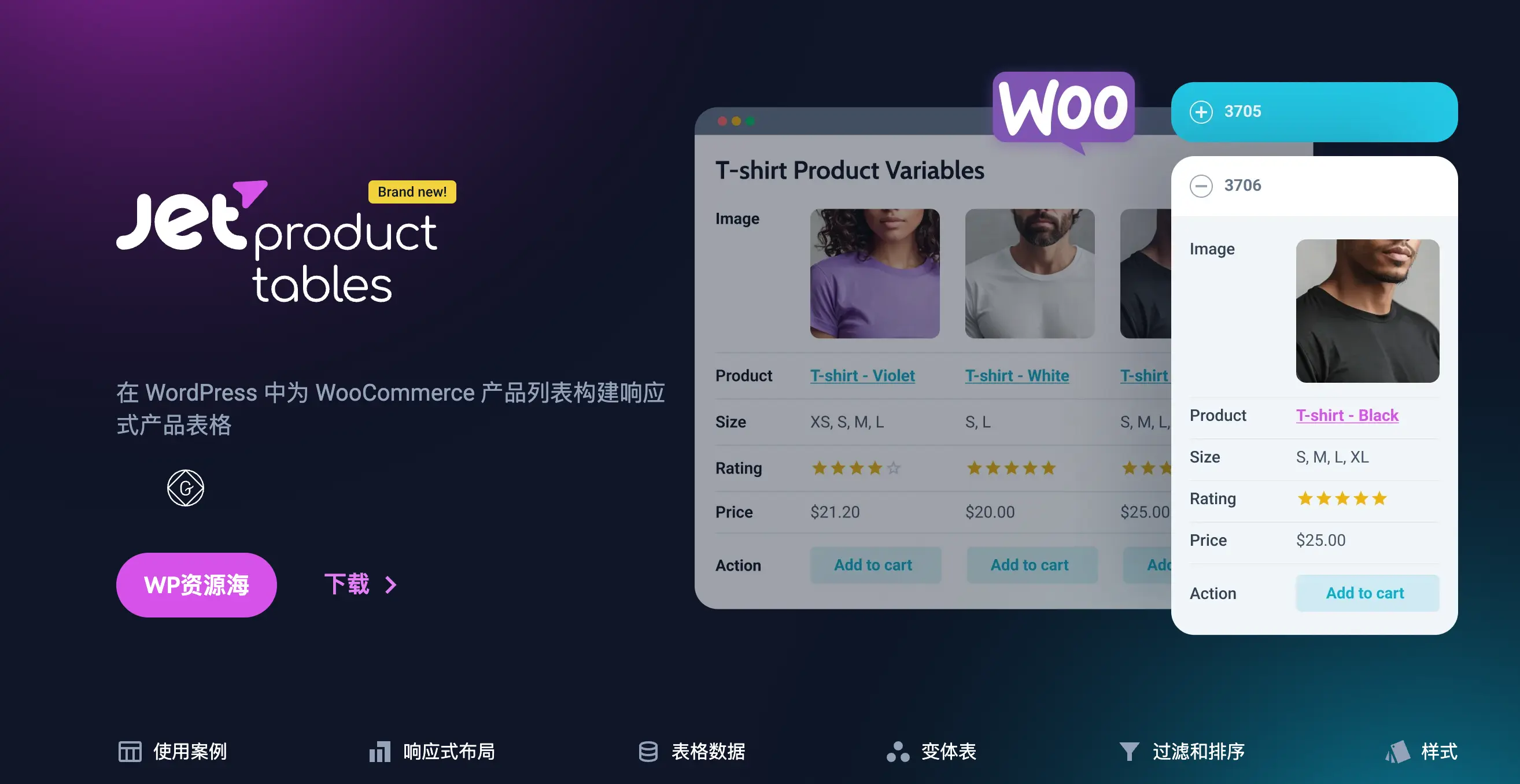 JetProductTables-多产品表格/商品对比筛选Woo插件