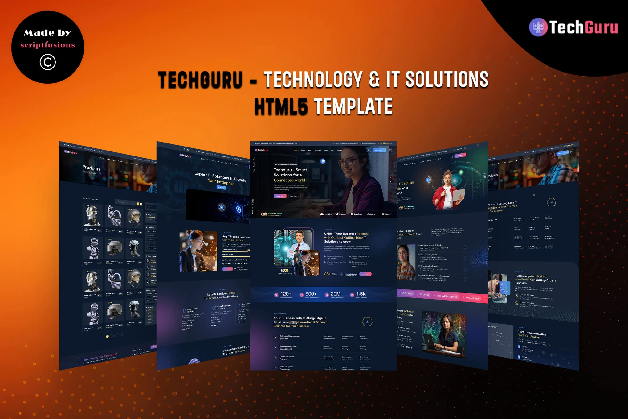 Techguru-深色有点酷科技公司网站HTML5模板插图1-WP资源海 Techguru-深色有点酷科技公司网站HTML5模板插图1-WP资源海