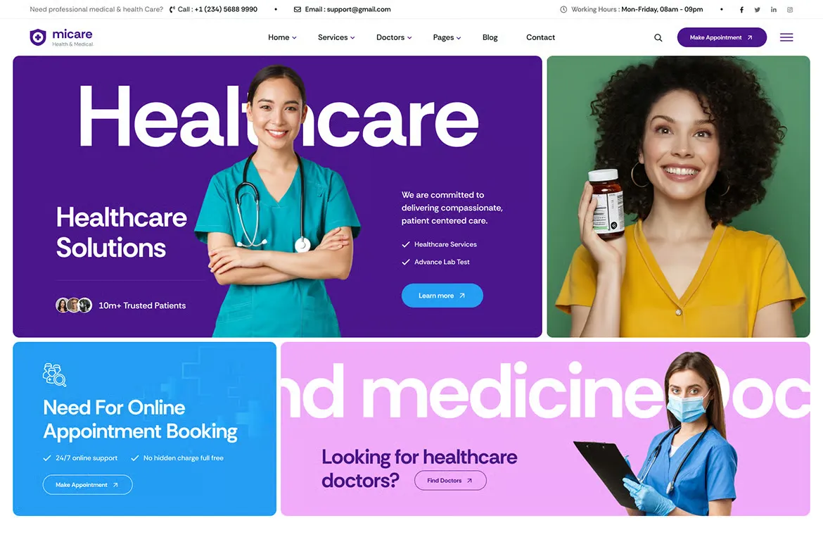 Micare-医疗健康护理网站模板WordPress主题插图1-WP资源海 Micare-医疗健康护理网站模板WordPress主题插图1-WP资源海