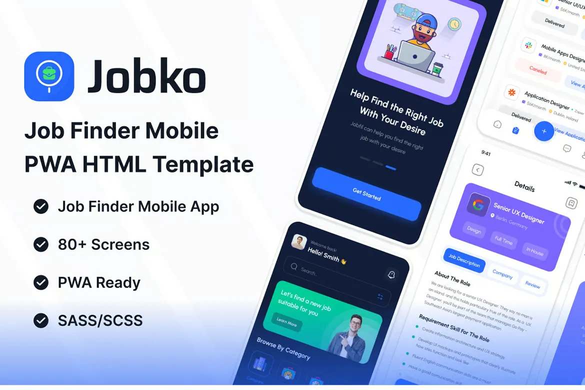Jobko 招聘求职平台网站H5移动端模板插图1-WP资源海 Jobko 招聘求职平台网站H5移动端模板插图1-WP资源海