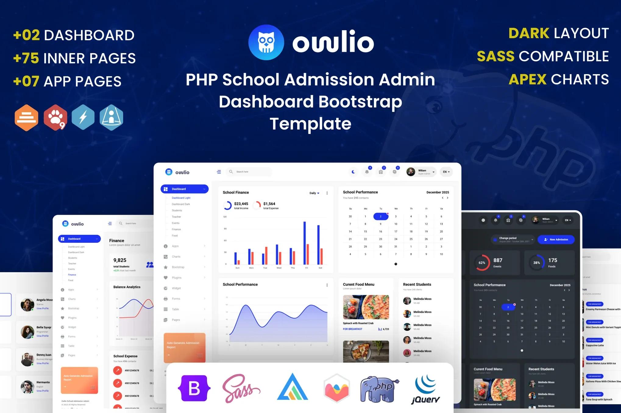 Owlio-学校教育管理系统模板+PHP后台源码