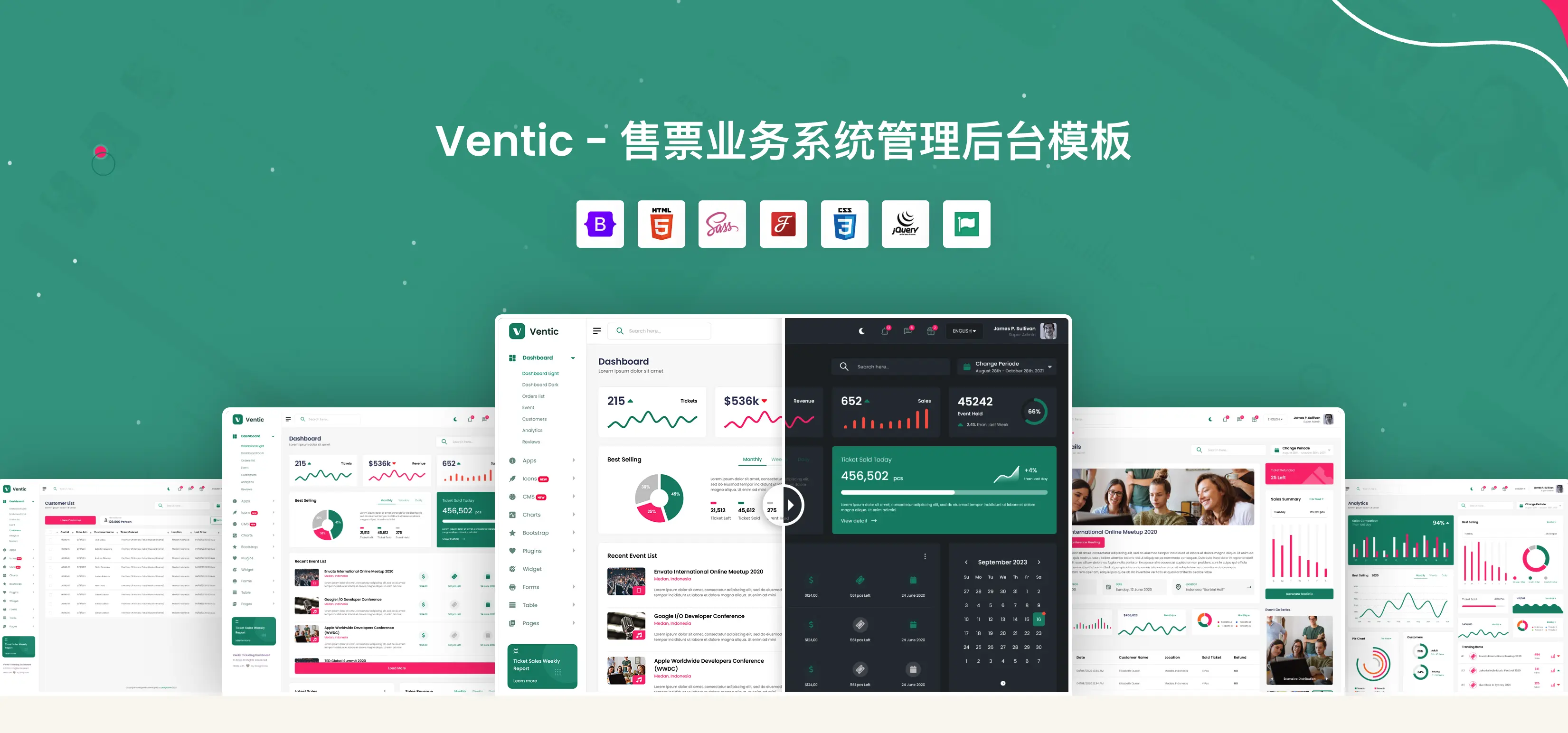 Ventic-活动演出售票业务系统管理后台模板插图-WP资源海 Ventic-活动演出售票业务系统管理后台模板插图-WP资源海