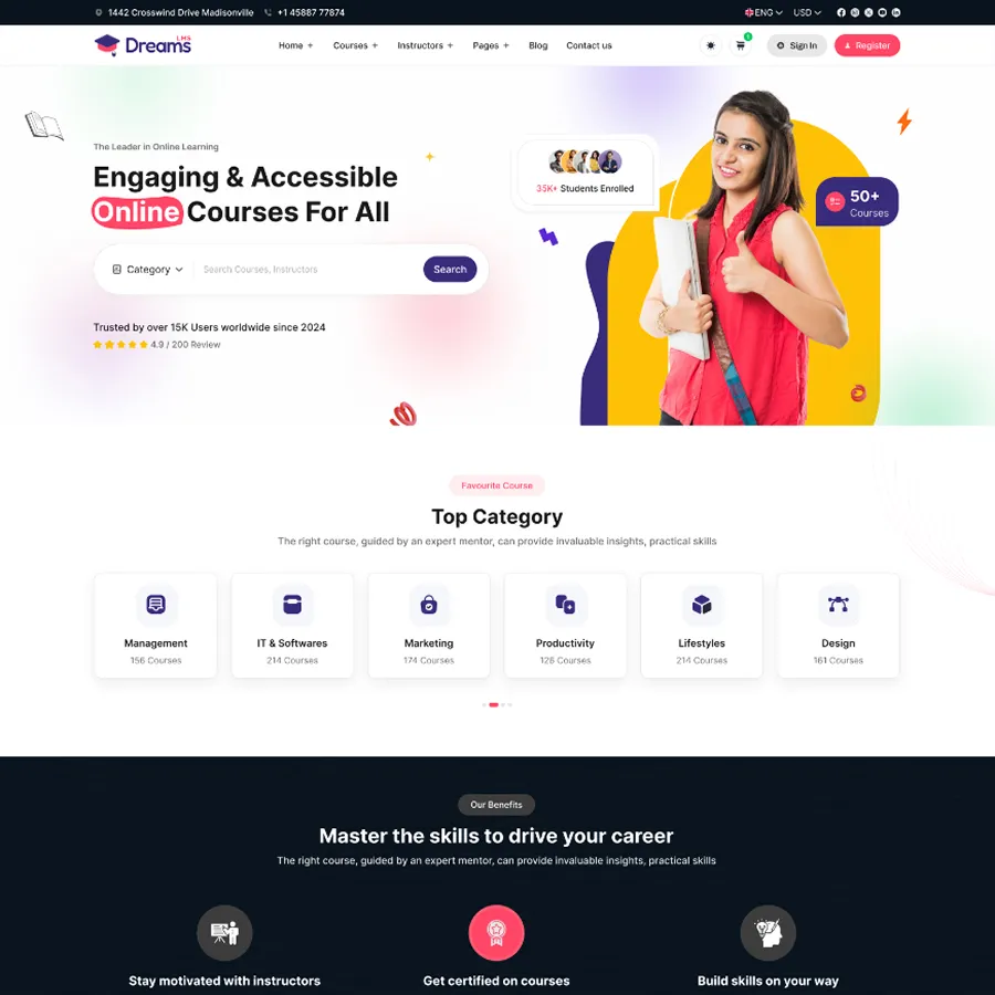 Dreams LMS-在线教育平台网站模板下载/多框架适配插图3-WP资源海 Dreams LMS-在线教育平台网站模板下载/多框架适配插图3-WP资源海
