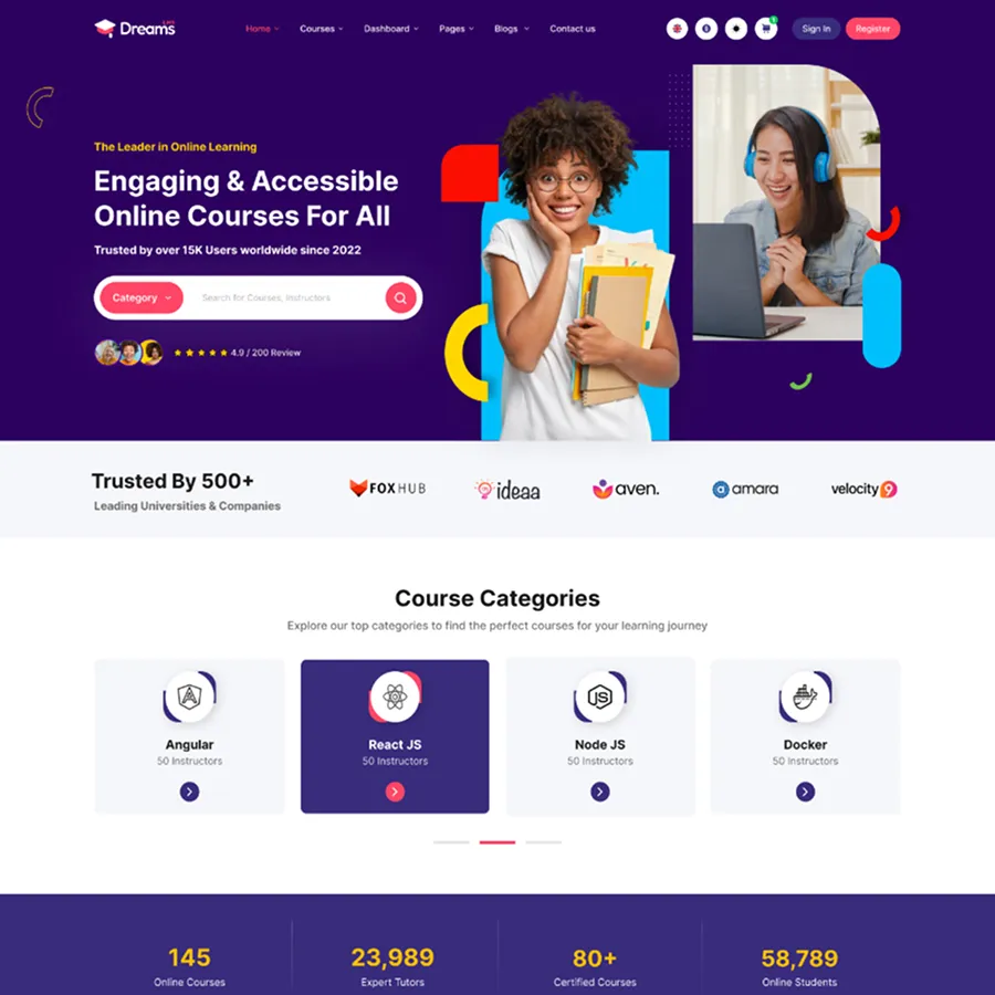 Dreams LMS-在线教育平台网站模板下载/多框架适配插图7-WP资源海 Dreams LMS-在线教育平台网站模板下载/多框架适配插图7-WP资源海
