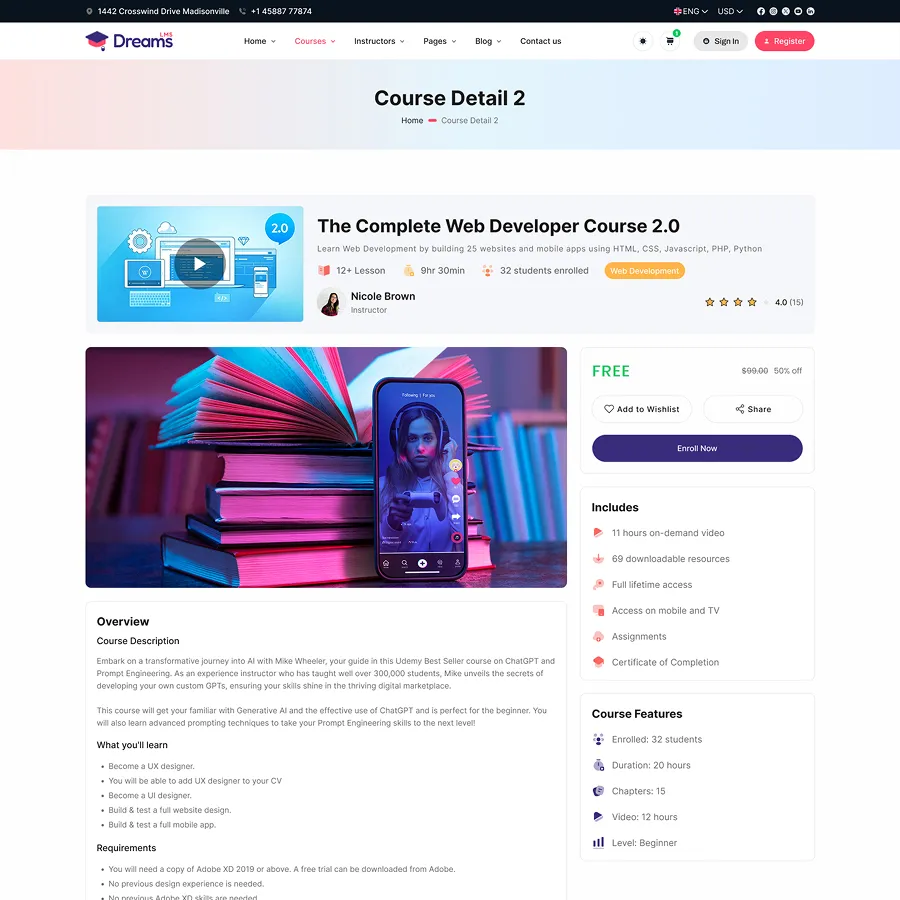 Dreams LMS-在线教育平台网站模板下载/多框架适配插图9-WP资源海 Dreams LMS-在线教育平台网站模板下载/多框架适配插图9-WP资源海