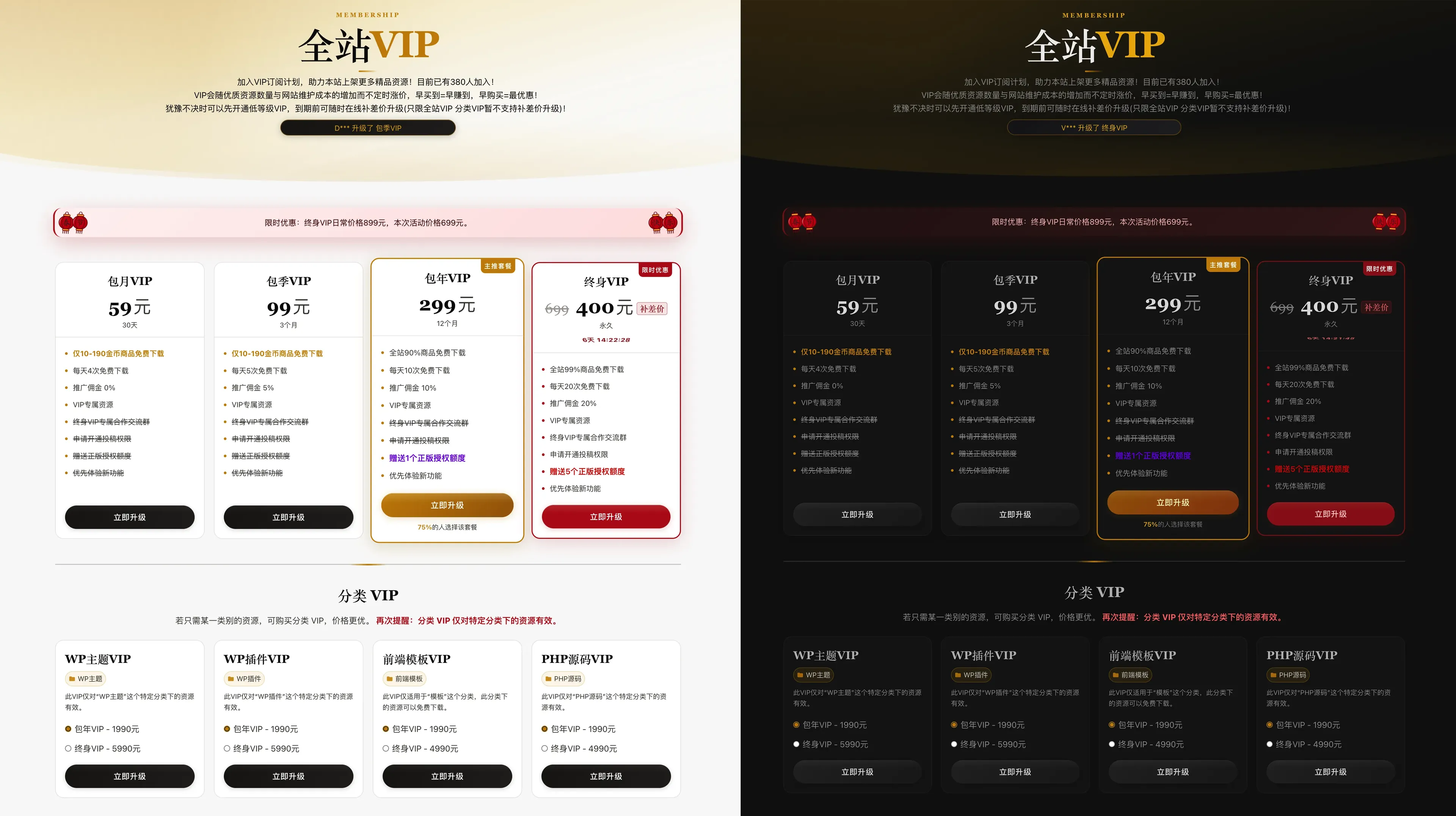 Modown VIP页面美化与优惠活动管理插件插图-WP资源海 Modown VIP页面美化与优惠活动管理插件插图-WP资源海
